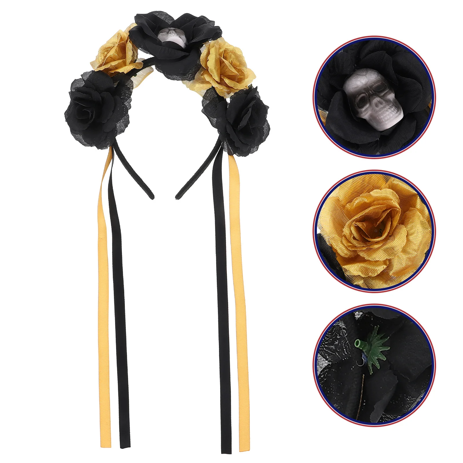 غطاء رأس على شكل زهرة جمجمة لجميع القديسين وعيد الموتى، عصابة رأس مبتكرة خفيفة الوزن للحفلات، ديكور للشعر، زي تنكري #1