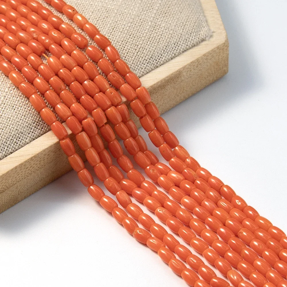 الصف رائعة دلو شكل المرجان الطبيعي الخرز ستراند 4x6 مللي متر البرتقال خرزة مباعدة لصنع سوار ذاتي الصنع قلادة القرط #4