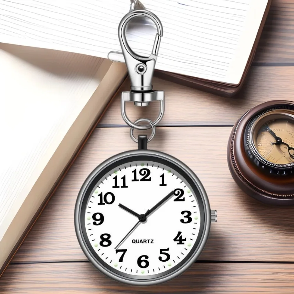Mini Cute Watch Plastic Portable Minimalist Quartz Pocket Watch with Keyring Men Women Watch Nurse Doctor Student Exam Dedicated