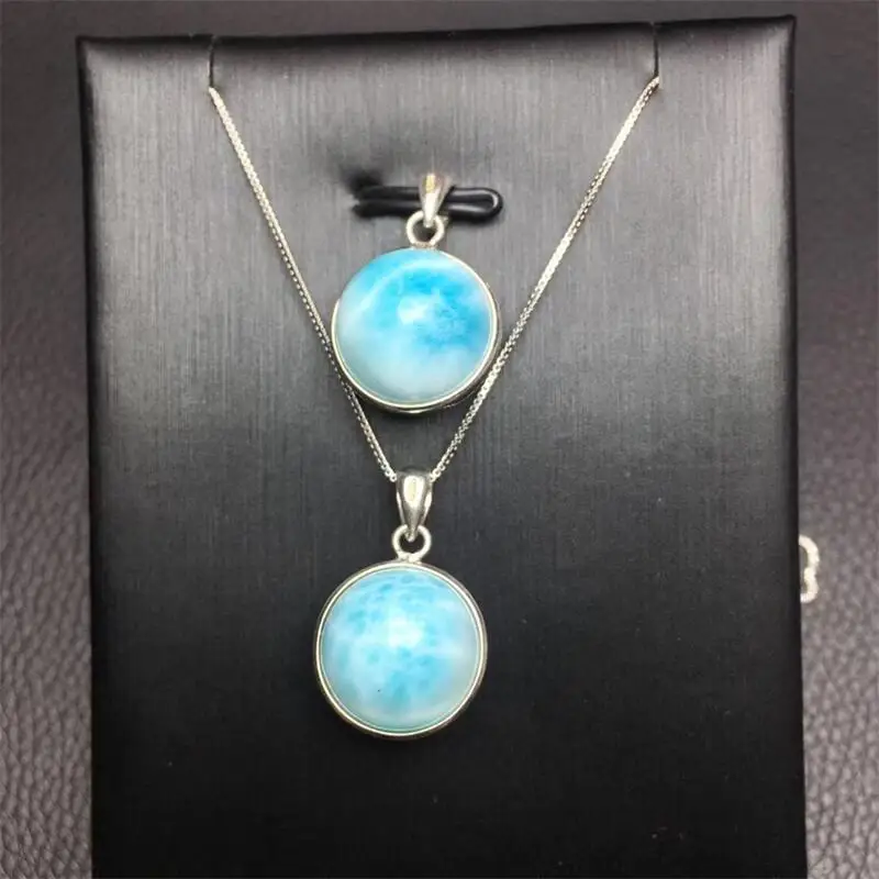 S925 Natural Larimar Pendant Crystal Healing DIY Necklace Fashion Classic Women Jewelry Accessories Exquisite Gift 1pcs