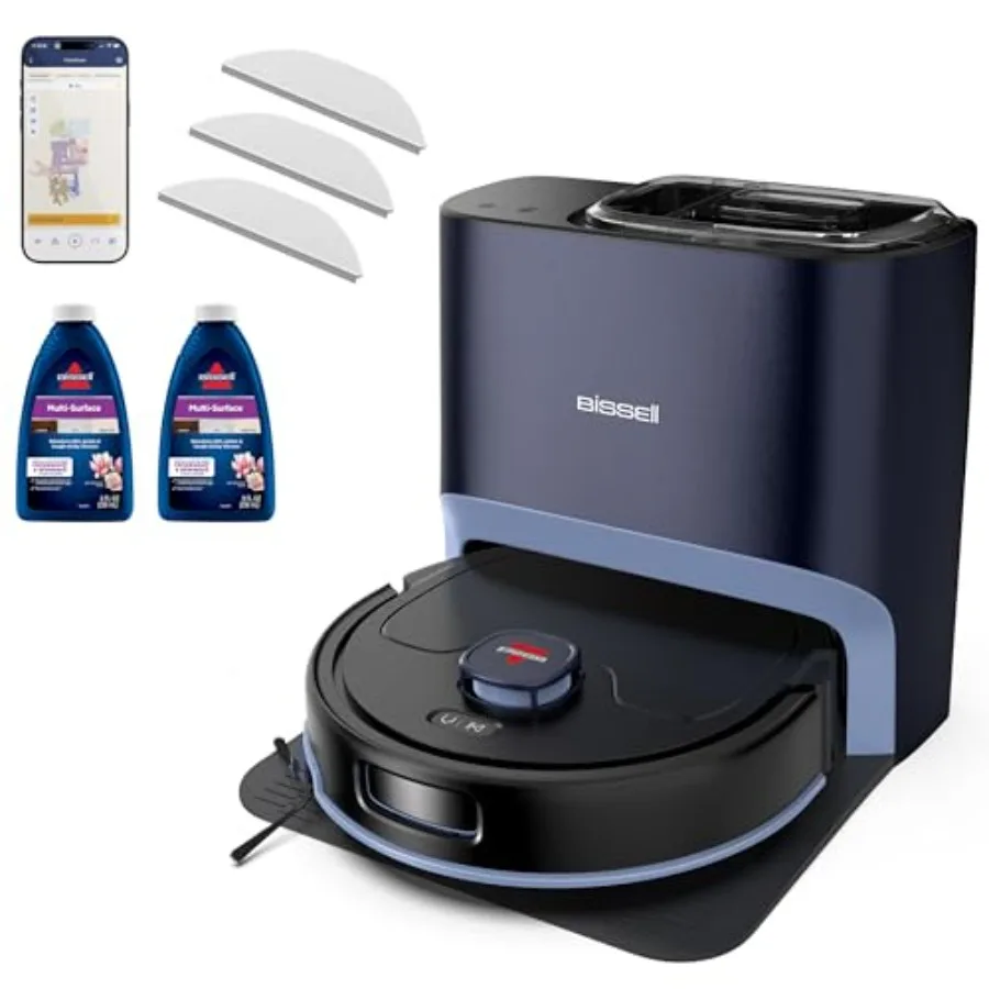 FlexClean FurForce Robot Vacuum and Mop with No Tangle Pet Brush Roll LiDAR Navigation and Liftable Pad for Pet Hair Removal on