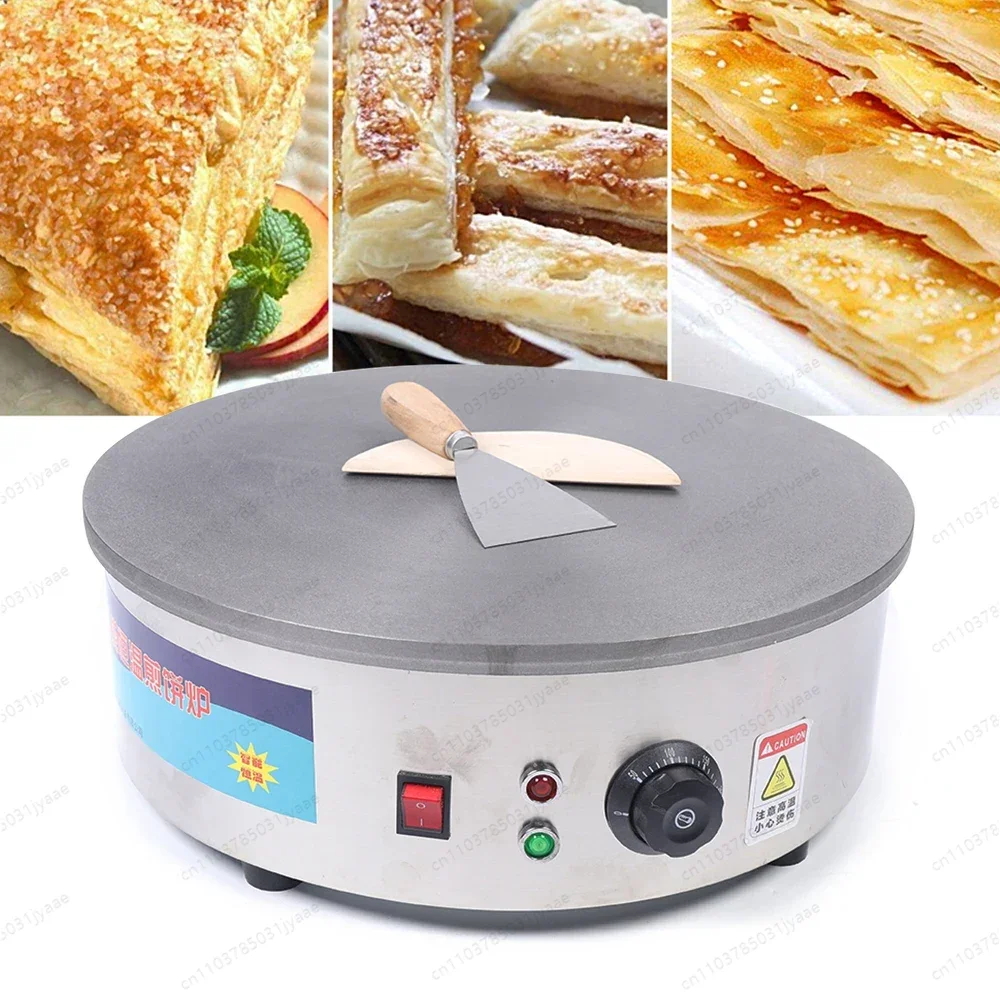 For 3KW Electric Crepe Maker with Non-Stick Heating Plate Adjustable Temperature for Home Kitchen