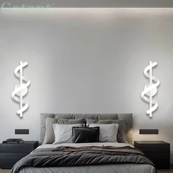 Modern LED Wall Lamp Home Decoration Line Wall Sconce Bedroom Bedside Corridor Living Room Backgroud Black White Lighting Lustre
