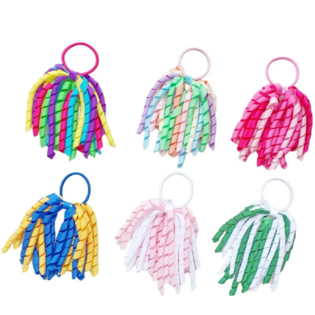 Korker Elastic Hairband PonytaiL Holders Curl Tassel Ribbons Streamers Corker Hair Bows Clips Girl Rope Head Ties Bobbles PD002