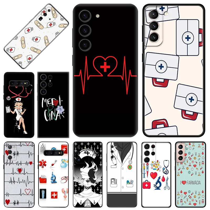 Nurse Doctor Health Heart Soft Phone Cases For Samsung Galaxy S23 S24 Plus S22 Ultra S21 S20 FE S10 5G Note 20 Lite Matte Cover