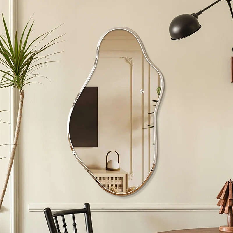 Irregular Wall Mounted LED Vanity Mirror Luminous Decorative Mirror For Apartment Home Bedroom Wholesale