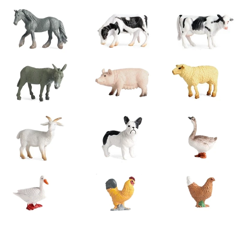 12PCS Tiny Farm Animal Figures Toy, Christmas Birthday Gift Party Favor School Project For Kids Children Toddlers