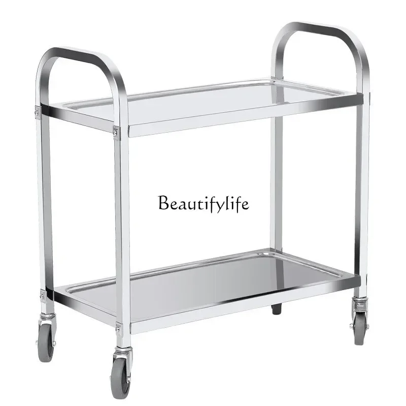 Stainless steel double-deck cart Hotel restaurant restaurant cart