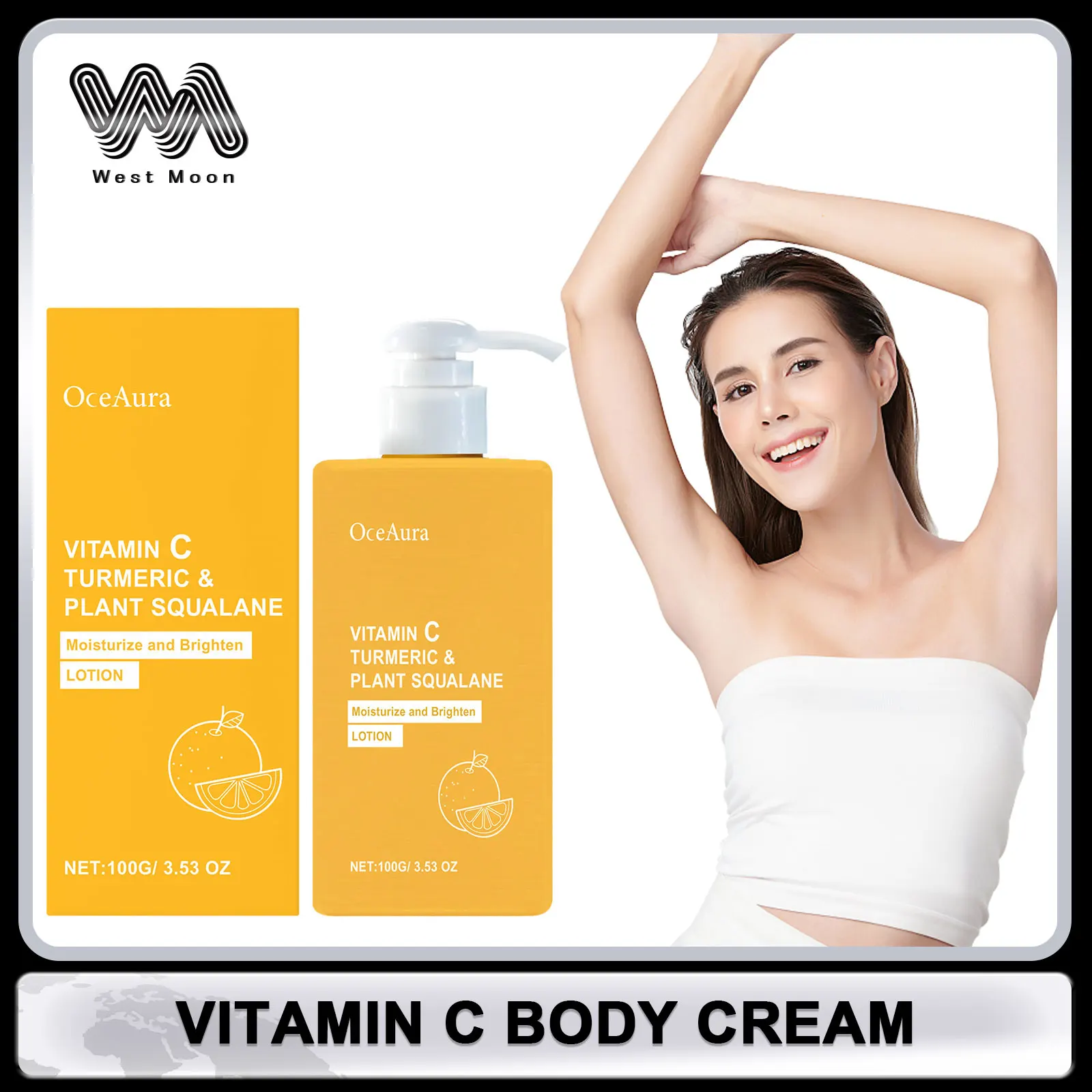 

Vitamin C Body Cream Lightening Melanin Dark Spots Corrector Shrink Pore Whitening Moisturizing Even Skin Tone Nourishing Lotion