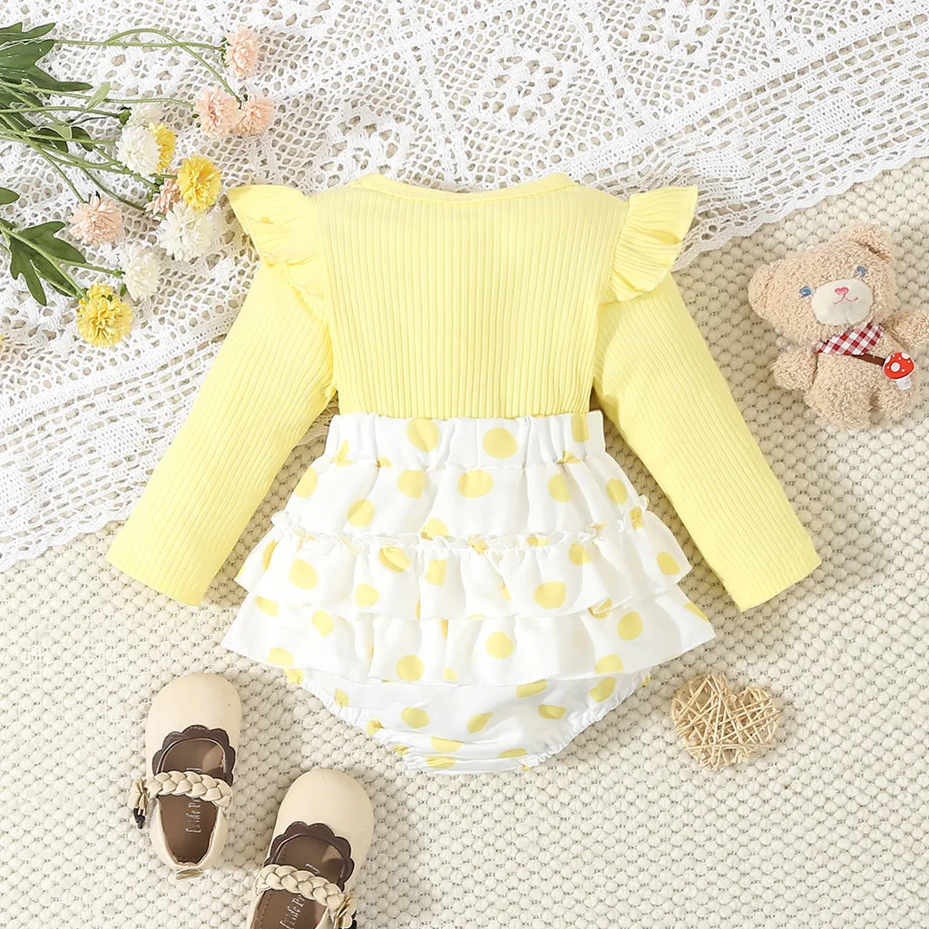 0-18 Months Newborn Baby Girl Cute Teddy Bear Long Sleeved Bodysuit Dress for Infant Girl Fashion Costumes Autumn One Piece