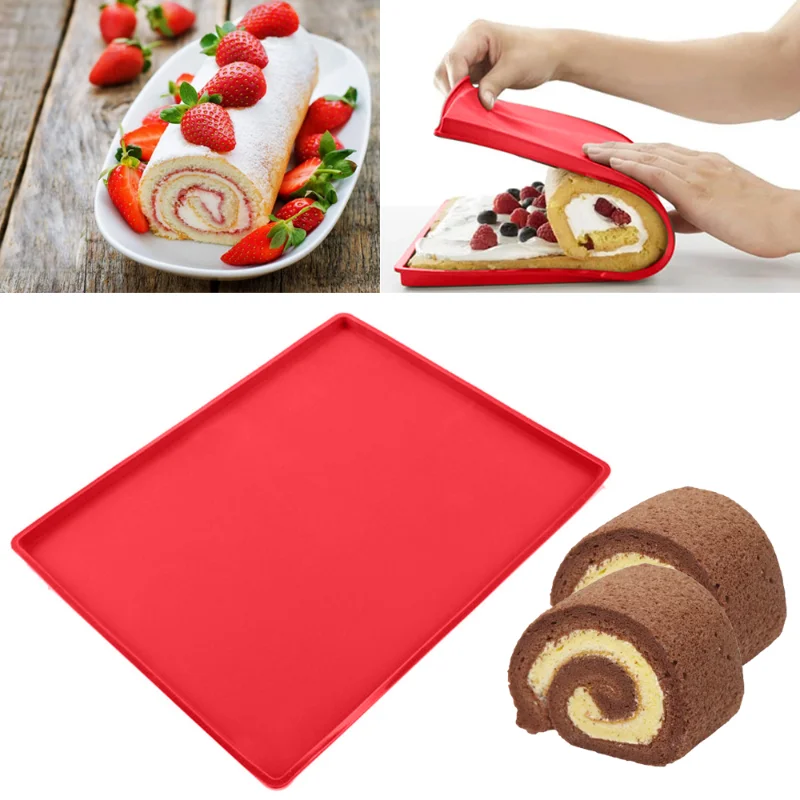 Tappetino da forno in silicone Stampi per rotoli di torta Macaron Swiss Roll Tappetino da forno Antiaderente Strumenti per pasticceria Gadget da