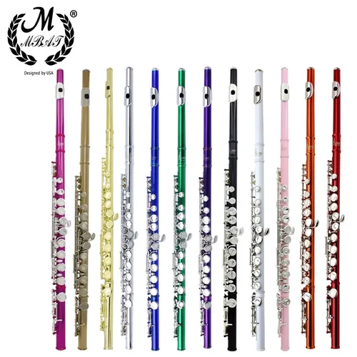 Imagen 2 del producto M MBAT 16 flauta cerrada profesional Agujeros abiertos flauta con llave C instrumento Musical de concierto con caja paño de limpieza guantes