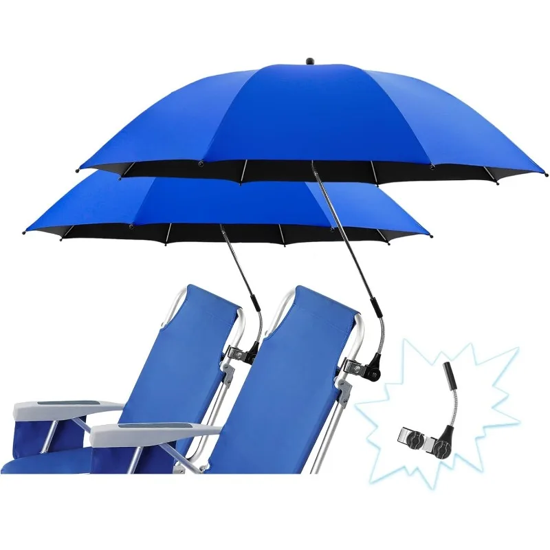 

2 PACK Beach Umbrella,UPF 50+ 360 ° Adjustable Umbrella,Portable Umbrella for Beach Chair,Patio Chairs (Not Include Chair)