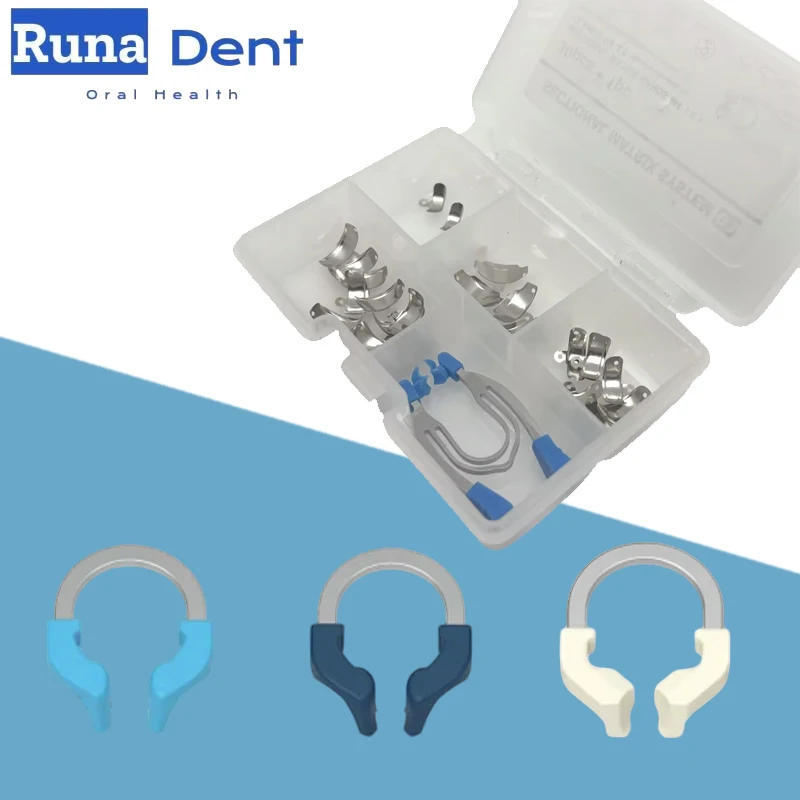 

Dental Matrix Bands Set with NiTi Rings - Sectional Contoured Matrix System for Molar Restoration Metal Matrices & Clamps