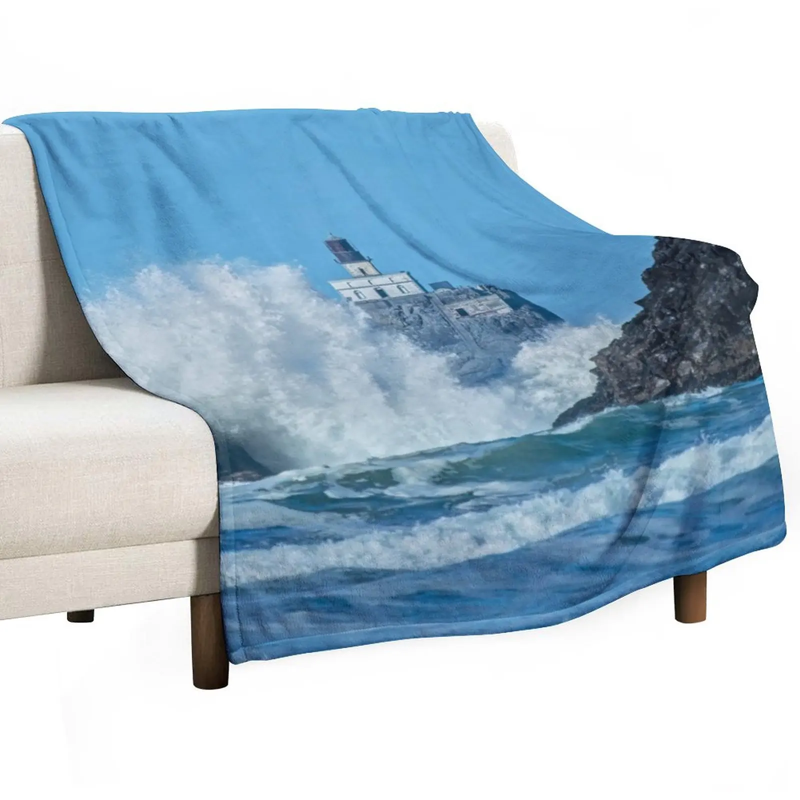 Tillamook Rock Lighthouse, Oregon - Terrible Tilly Throw Blanket Color Fast Cozy Throw Blanket