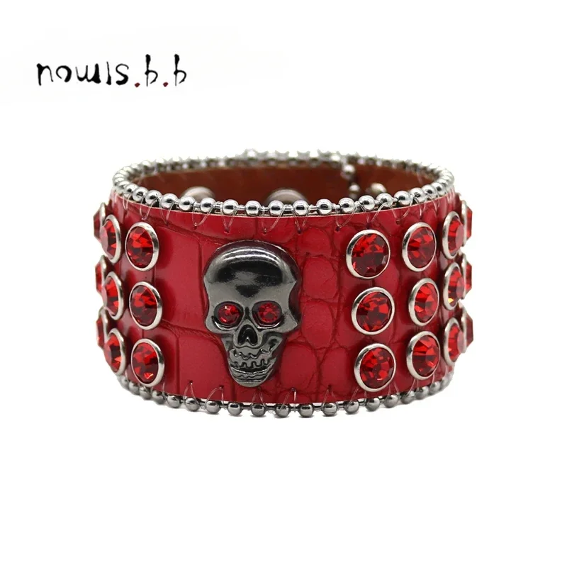 Men women Bracelets  Bangles Handmade Male Gift Jewlery Skull decoration Rhinestones bracelet Stage performance  accessories