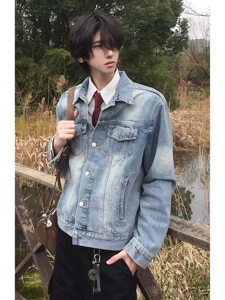 

Light Blue Men's Denim Jaet Spring Season High Waist ort Fit American Sle Casual Faion Cleanfit Collar Jeans Jaet