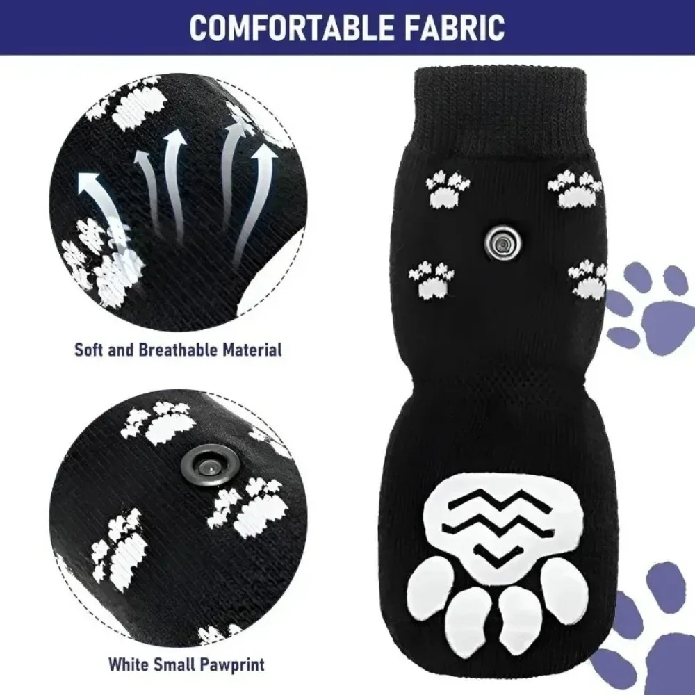 4Pcs/set Anti Slip Dog Socks with Straps Traction Control for Indoor on Hardwood Floor Wear Pet Paw Protector for Small Dogs Pet - view 3