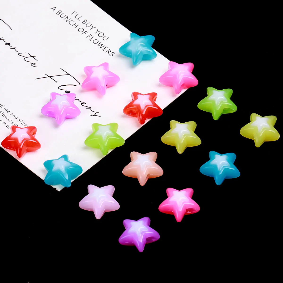 70pcs/140pcs Random Color Star Shape Acrylic Beads Loose Spacer Beads For Jewelry Making DIY Hair Accessory Bracelet