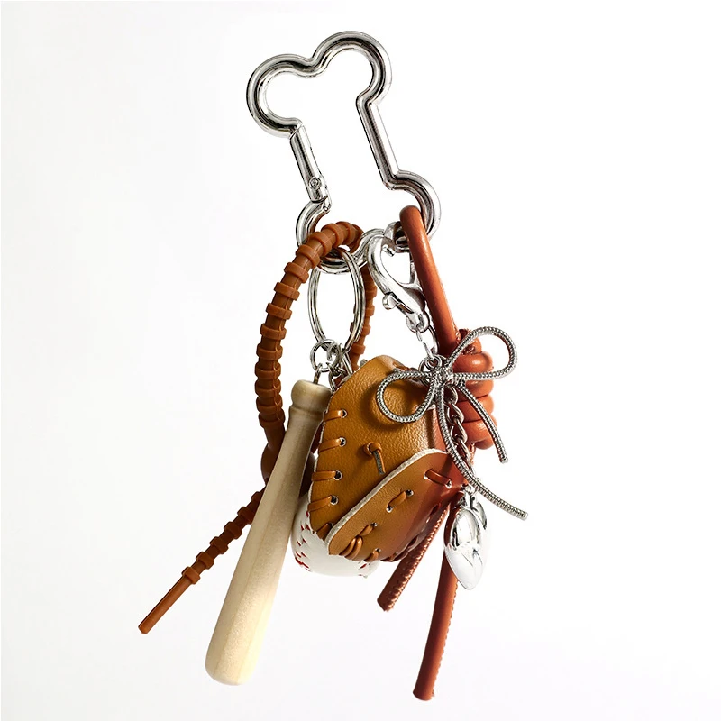 Fashion Baseball Glove Sport Set Tennis Keychain Niche Premium Sense Series Bag Trinket Golf Bow Keyring Lanyard Accessories