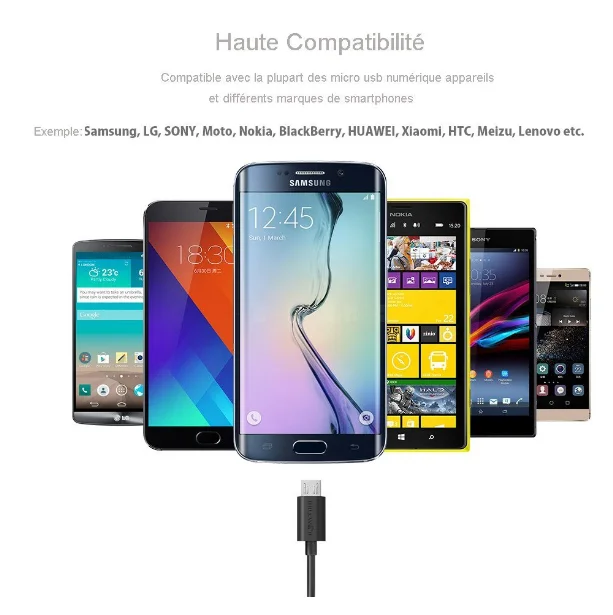 Blitzwolf สายเคเบิลพีวีซี2ม. แบบกลับด้านได้สำหรับไมโคร USB