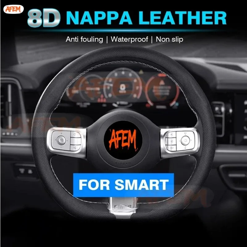 8D Nappa leather Car Steering Wheel Cover For Fortwo 451 450 Tronsmart T7 453 Gauge Gbd2 1 3 Forfour Roadster Auto Accessories