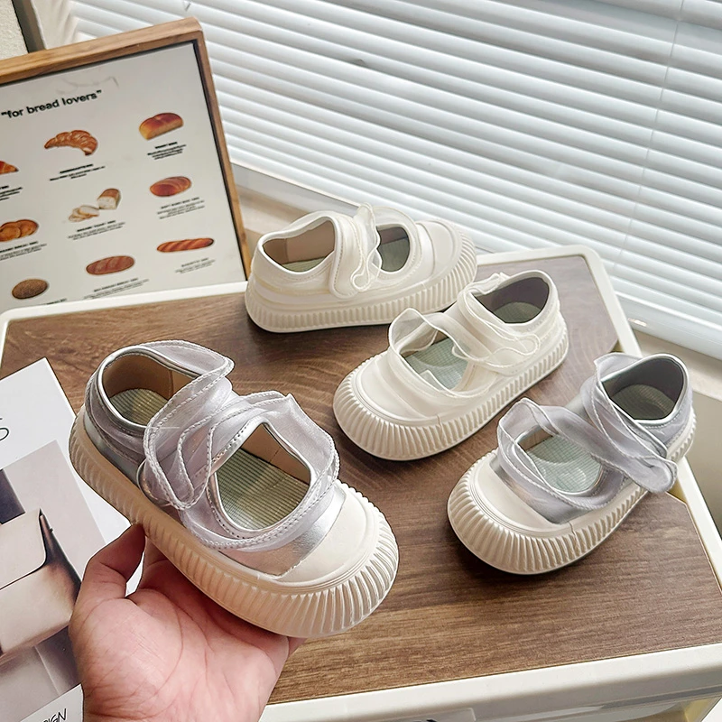 

Детская повседневная обувь для девочек, новинка 2023 года, осенние открытые кроссовки для малышей с милыми лентами, нескользящая подошва, детская школьная повседневная одежда на открытом воздухе