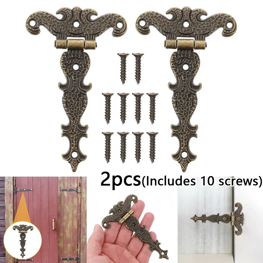 Charnière en alliage de zinc bronze, raccords de meubles, charnières bout à bout, boîte en bois antique, décoration de la maison, kit de réparation de meubles, 2 pièces