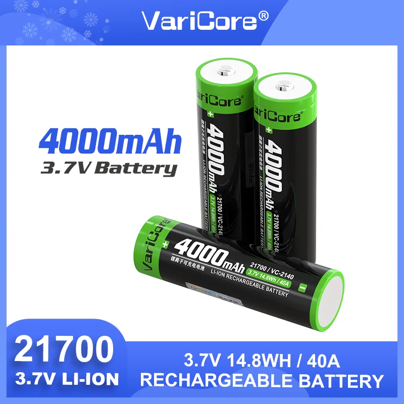 الأصلي VariCore 40A VC-2140 مع طرف 3.7 فولت 4000 مللي أمبير 21700 بطارية ليثيوم عالية السعة قابلة للشحن للأداة الكهربائية En St