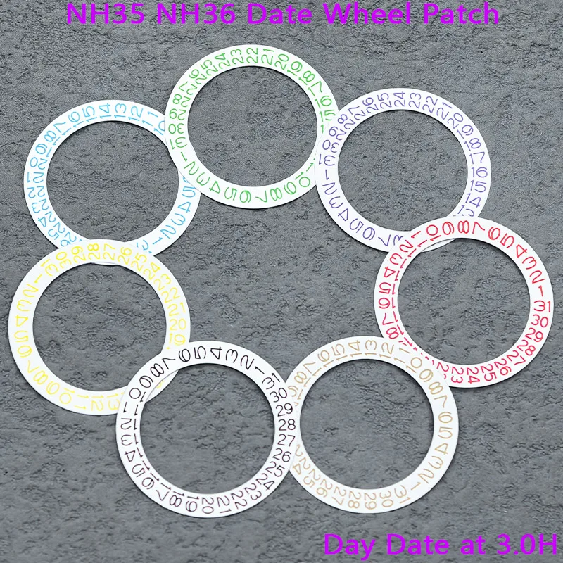 

Mod NH35 Movement Dial Patch Day Date at 3.0H Fit NH35 NH36 4R35 4R36 Automatic Mechanical Movement NH35 Date Dial Wheel Patch
