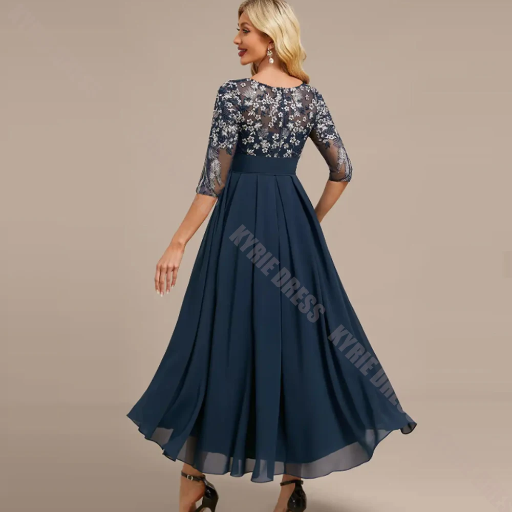 Customized Mother of The Bride Dress 2026 Boat Neck 3/4 Sleeves Flowers Embroidery A Line Wedding Guest Dress Party Evening Gown