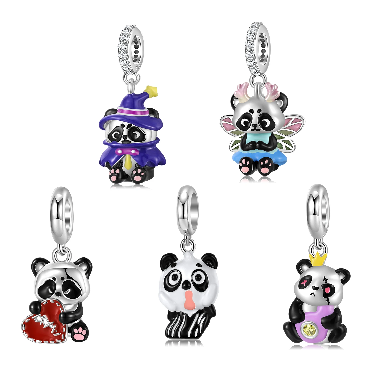 925 Sterling Silver Panda Series Butterfly Fairy Magic Cap Love Doll Bead Charms for Women Jewelry Diy Making Bracelet Bangle