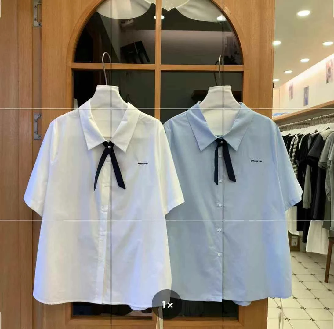 

Женская рубашка в тайском стиле с коротким рукавом, вышивкой и узлом, летняя модная повседневная свободная блузка с вырезом на шее