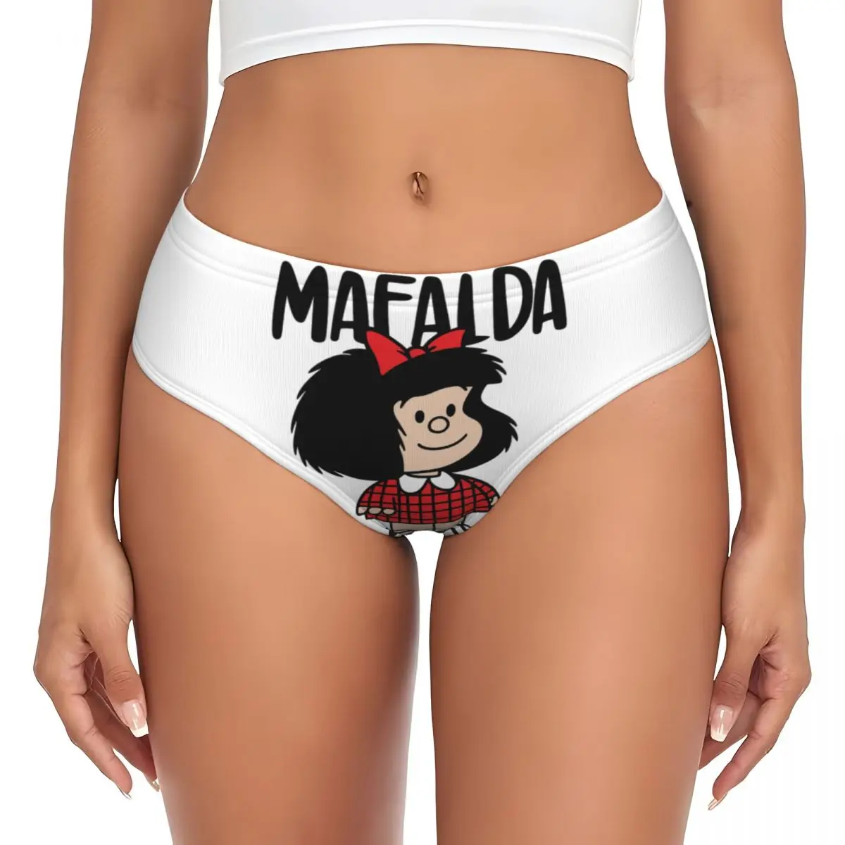Custom Womens Manga Quino Mafalda Kawaii Cartoon Panties Stretch Briefs Underwear Valentine's Day Gifts Underpants