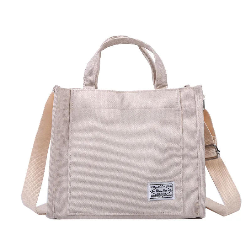 Bolso de mano de pana, bolso de terciopelo, bolso de hombro de pana de estilo Simple, bolso de mano de gran capacidad para ir al trabajo de Color sólido para mujer