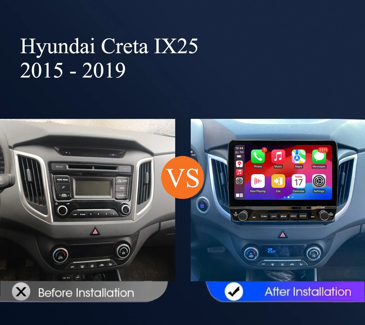 For Hyundai Creta IX25 2014 - 2019 Car Radio Audio Multimedia Video HU Head Unit With GPS Navigation Android 14 8G ram 2Din Auto