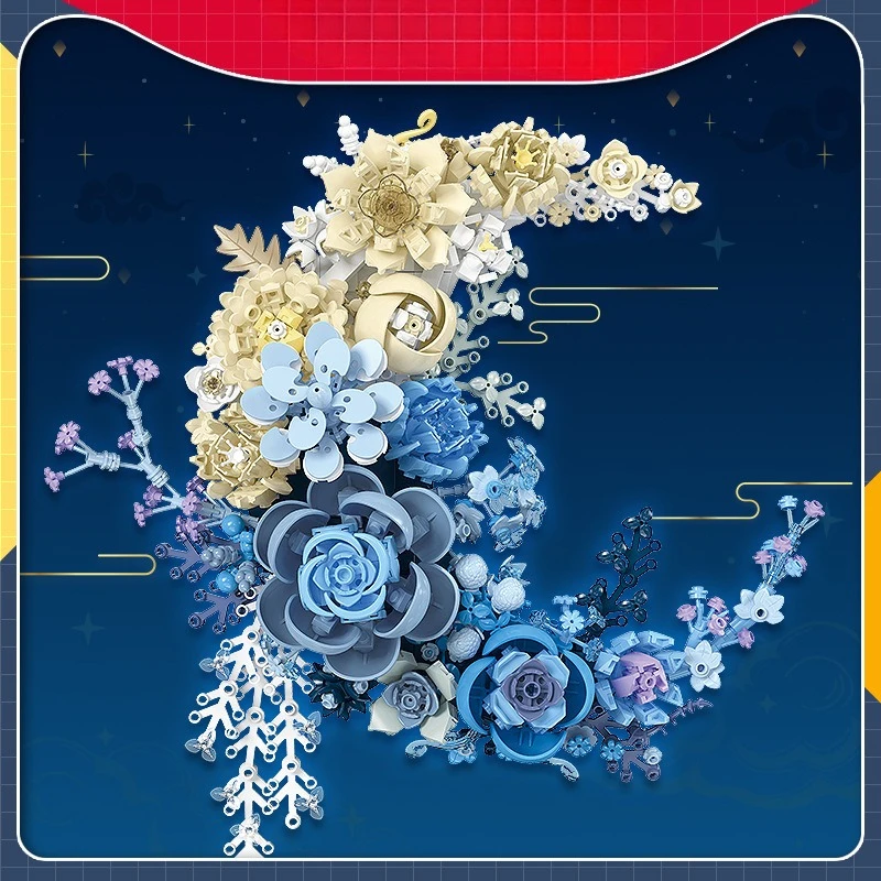 

Мелкие частицы DIY сборка китайский стиль цветочный букет строительные блоки лунный цветок