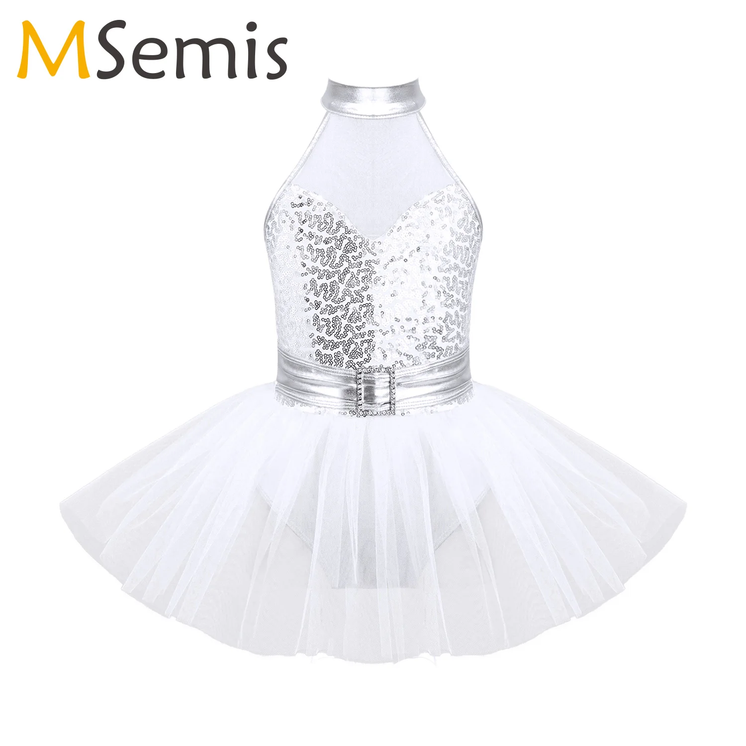 Robe de Ballet pour filles, sans manches, dos creux, paillettes, Costume de danse pour enfants, de Jazz, de danse lyrique