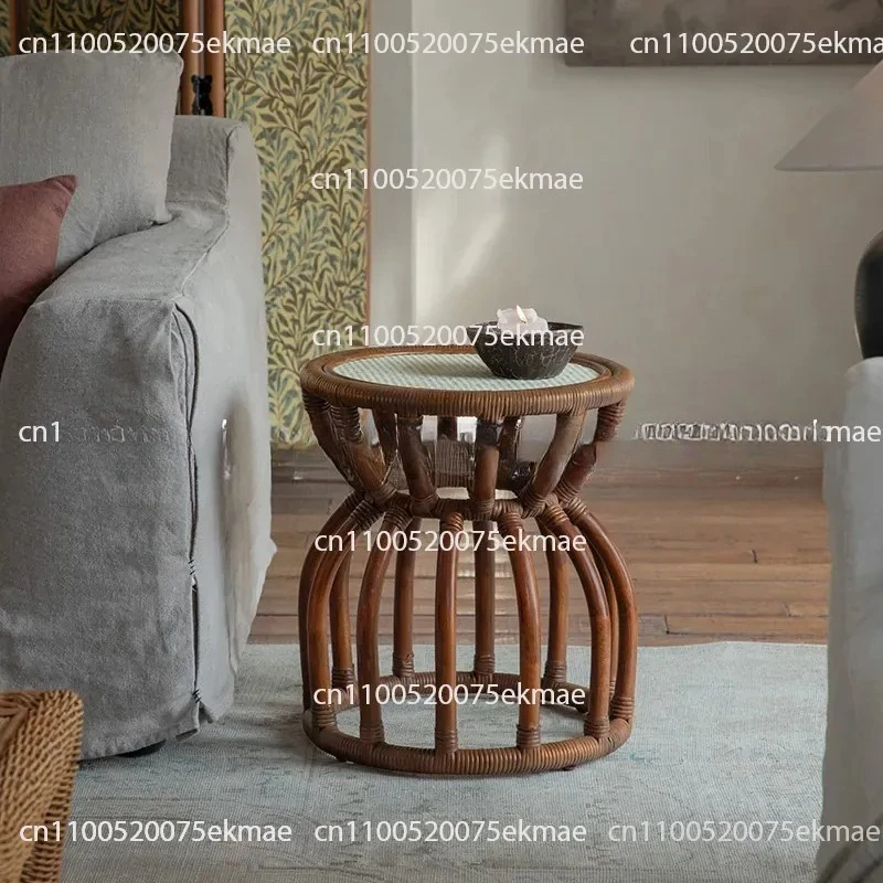 Rattan Art\ Retro Wabi Sandy Wind Handmade Rattan Sofa Side Bed and Breakfast Living