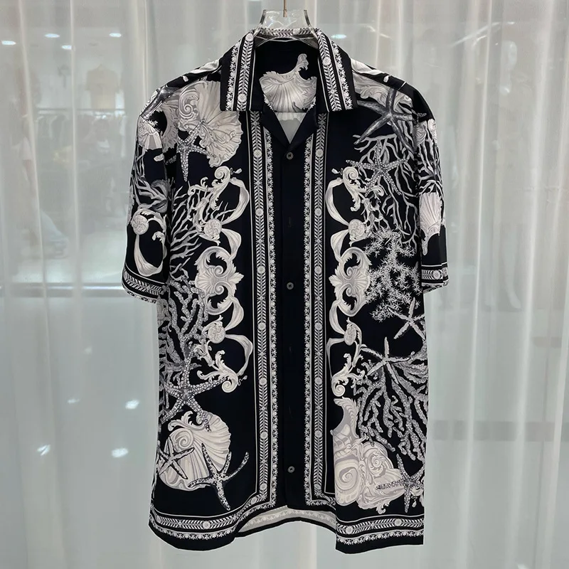 

Luxury Royal Shirts Men Summer Clothes Casual Short Sleeve Social Paisley Floral Digital Printing Shirt Chemise Homme De Luxe