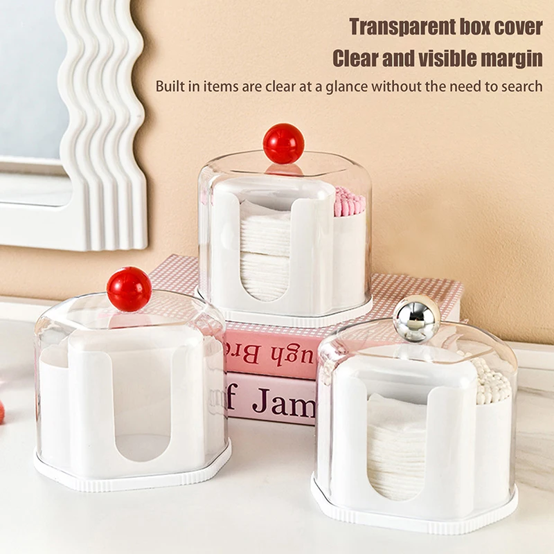 Cotton Round Pad Holder Powder Puff Storage Box Home Cotton Swab Box Makeup Organizer Dustproof Portable Durable Bathroom Jar