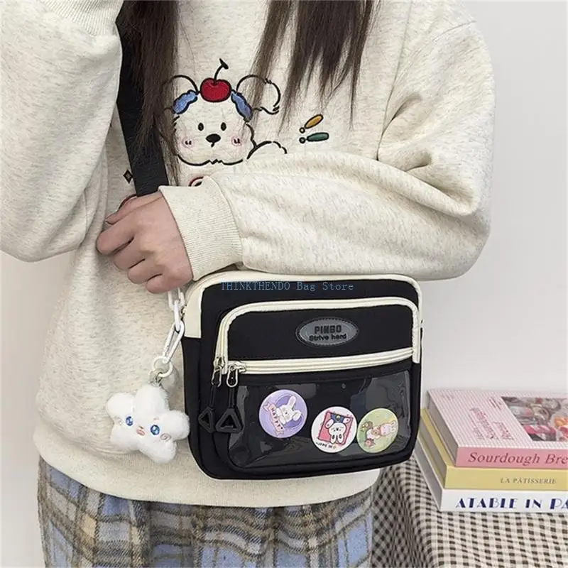 340D Practical Ita Bag with Badge Space Display Nylon Shoulder Bags Casual Crossbody Purse For Individualistic Expression