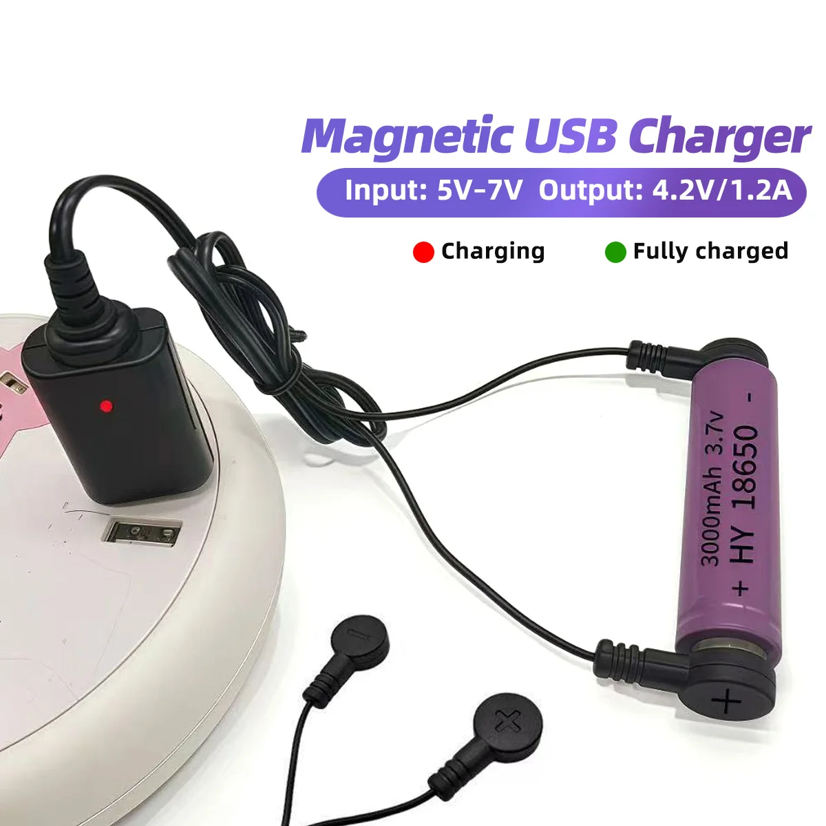 Magnetic Lithium Battery Charger Universal USB Battery Charging Cable 3.7V 4.2V USB Magnetic Charger Cable with LED Indicator