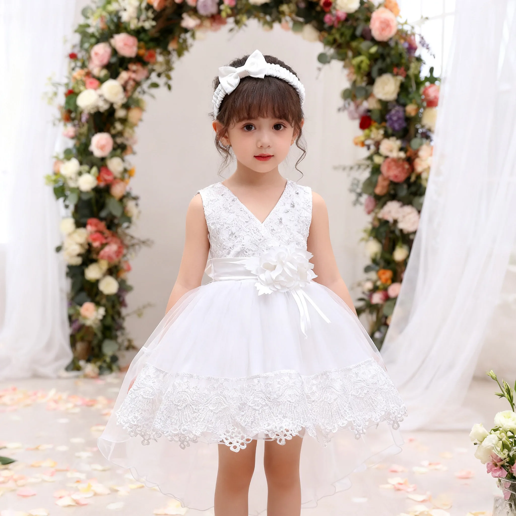 

Платье для крещения маленьких девочек 6, 12, 18, 24 месяца, платье принцессы с вышивкой для новорожденных на первый день рождения, белое платье для первого причастия