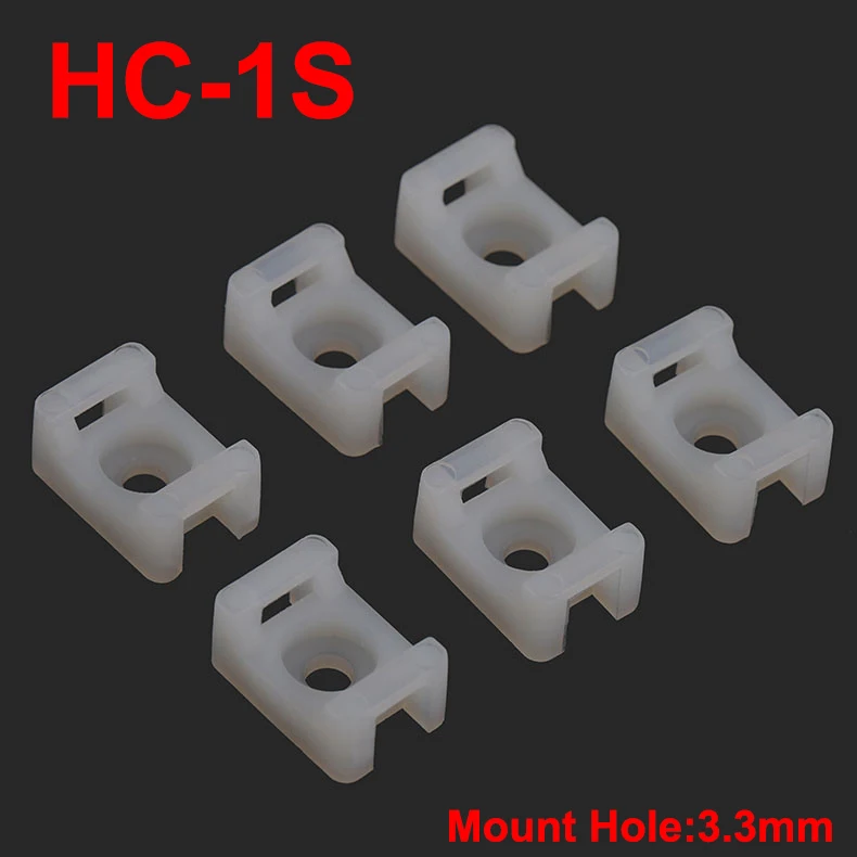 100pcs 12.6x7x5.7mm 12.6*7*5.7 HC-1S White 3.3mm Screw Hole Nylon Saddle Type Fixed Seat Basement Holder Cable Tie Mount Base