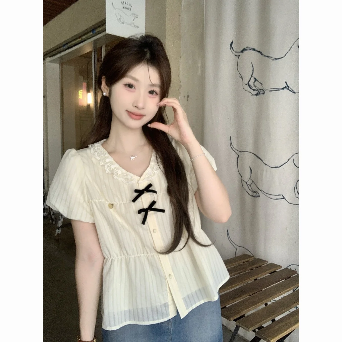 

Рубашки с коротким рукавом, женские шифоновые лоскутные рубашки, облегающие рубашки, вечерние, французские, художественные, женские, студенческие, молодежные, современные, шикарные