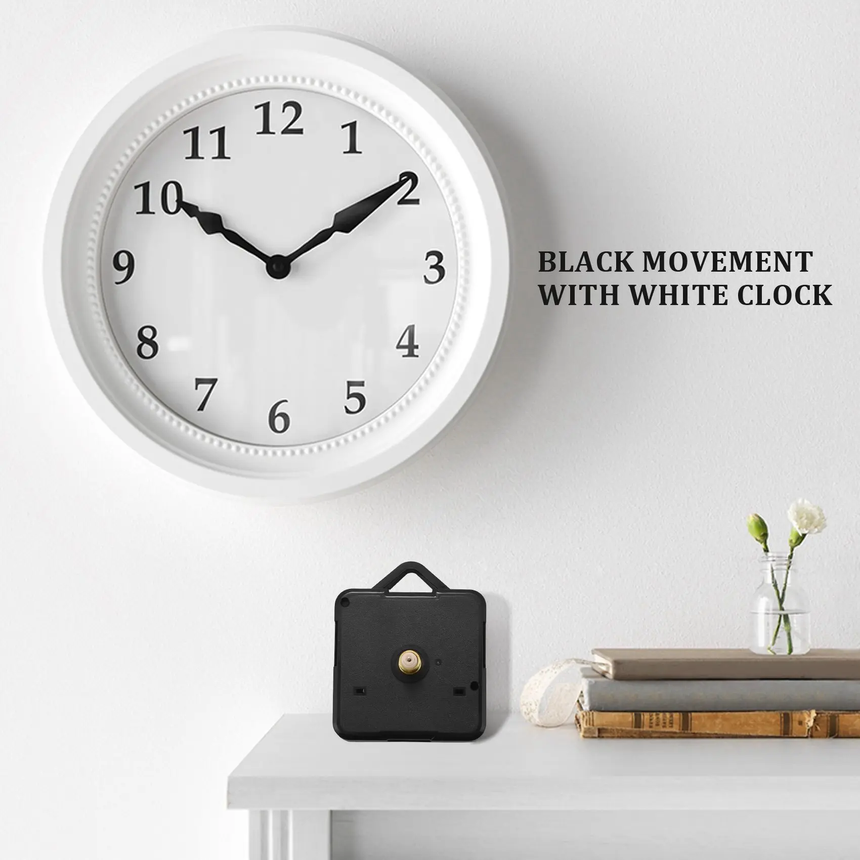 Mécanisme de mouvement d'horloge à quartz, pièces de réparation bricolage, aiguilles blanches