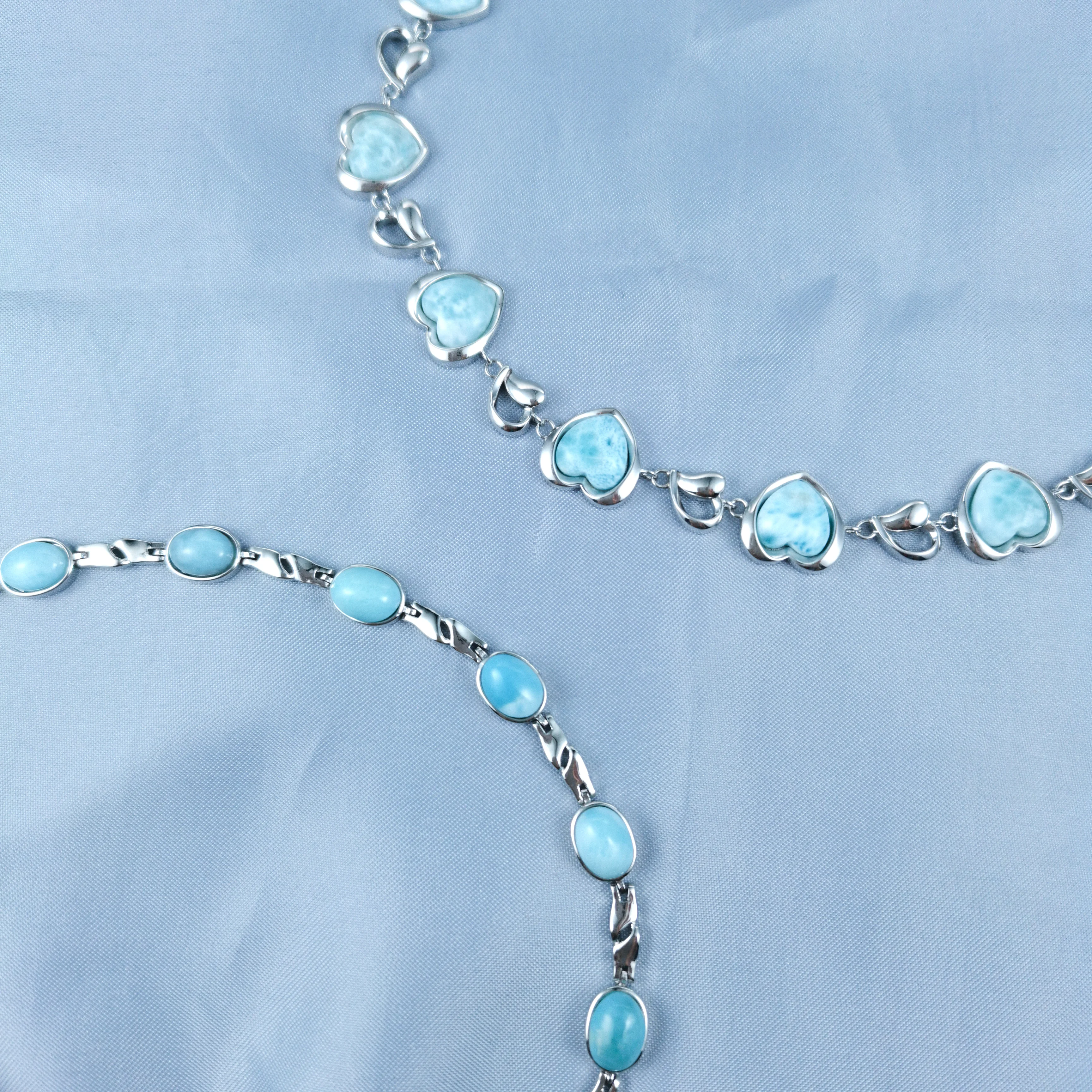 أساور لاريمار عصرية على شكل قلب من JieLing للنساء، مجوهرات أنيقة مطلية بالروديوم، أساور ساحرة فاخرة هدية #4