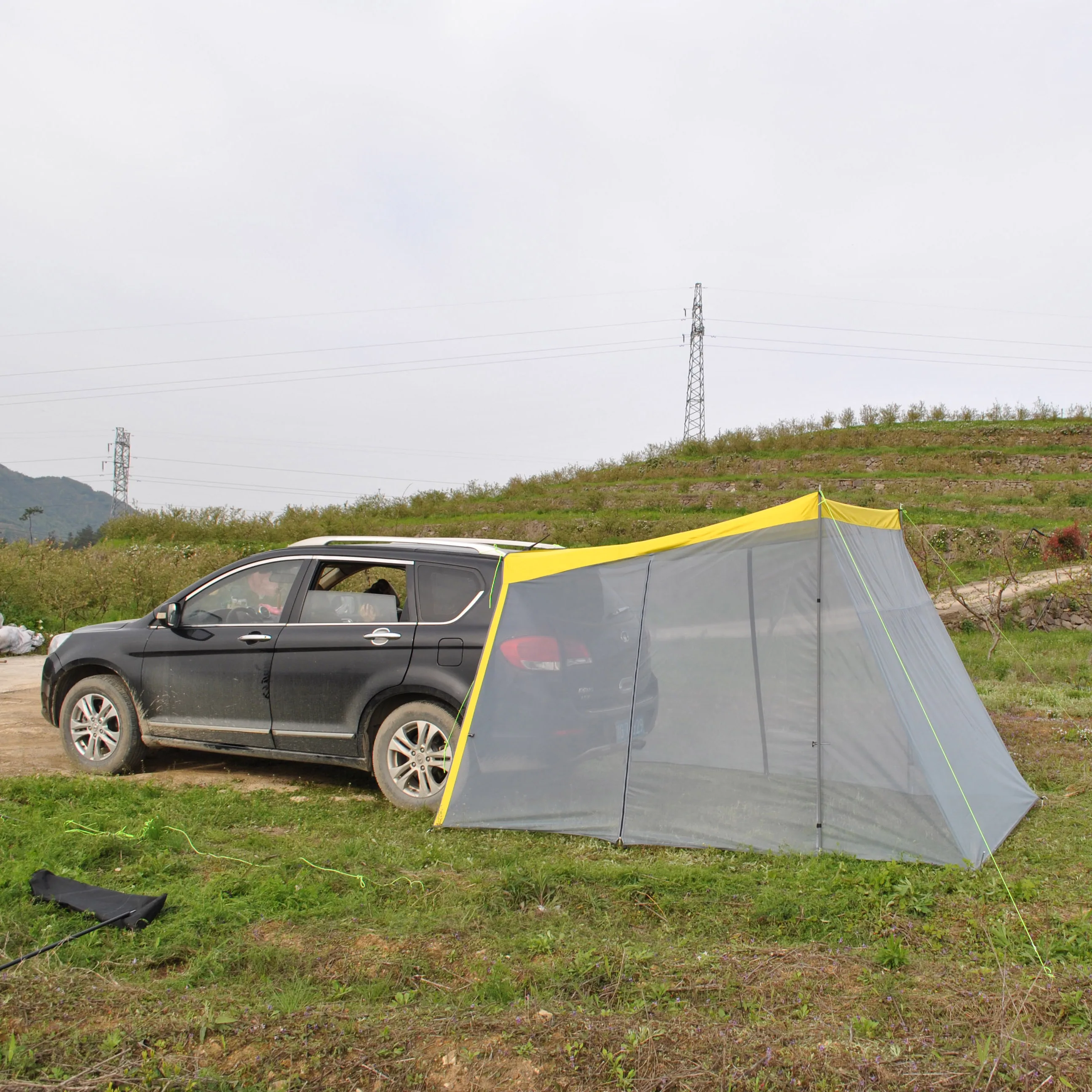 Imagem -06 - Tenda Traseira do Carro Impermeável Portátil Toldo-sun Shelter Roof Top Tent para Suv Mosquito Net Camping ao ar Livre Czx580