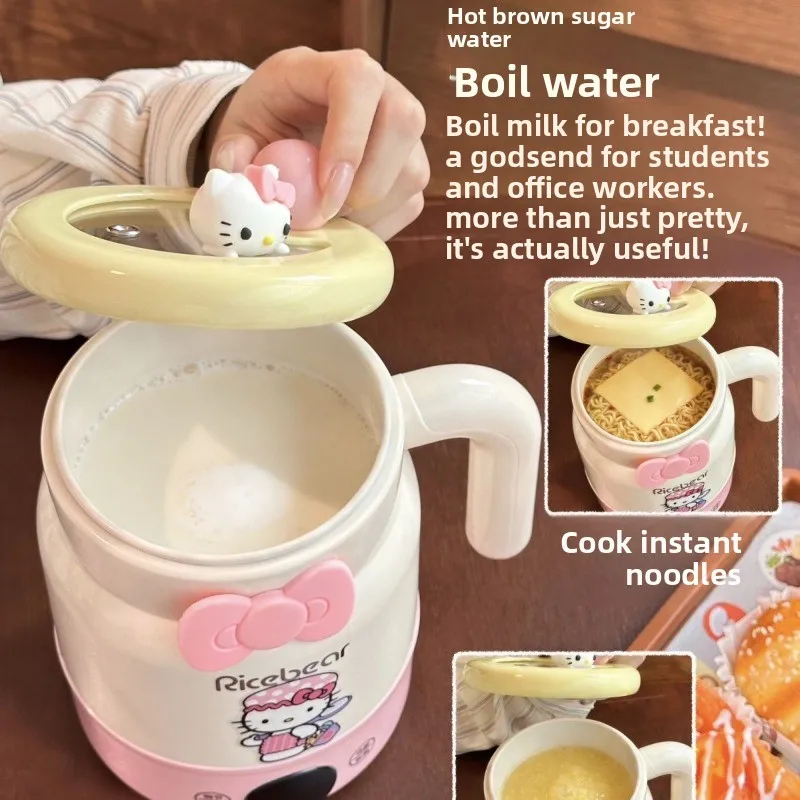 Cute cartoon character Hello kitty health pot multi-function water cup hot milk small electric cup mini portable holiday gift view 4